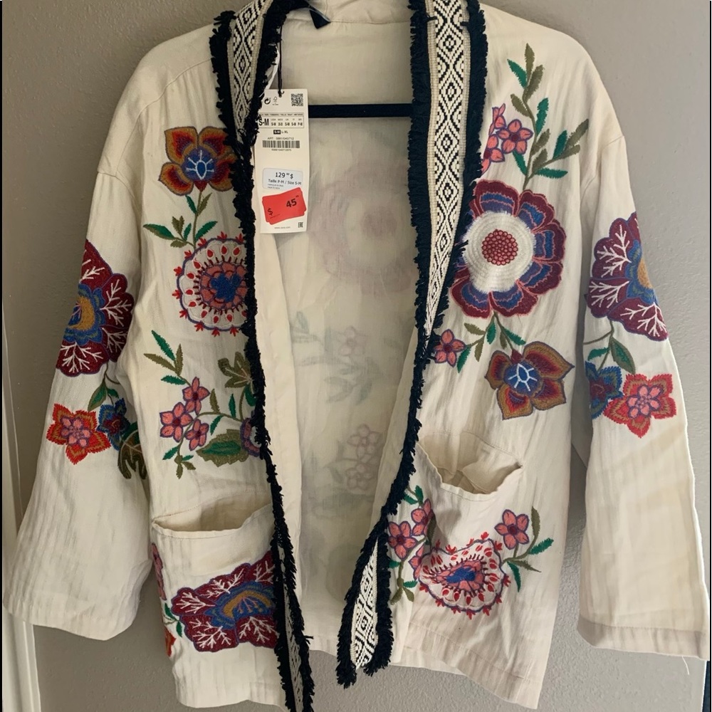 SOLD!!! Zara, NWT embroidered jacket